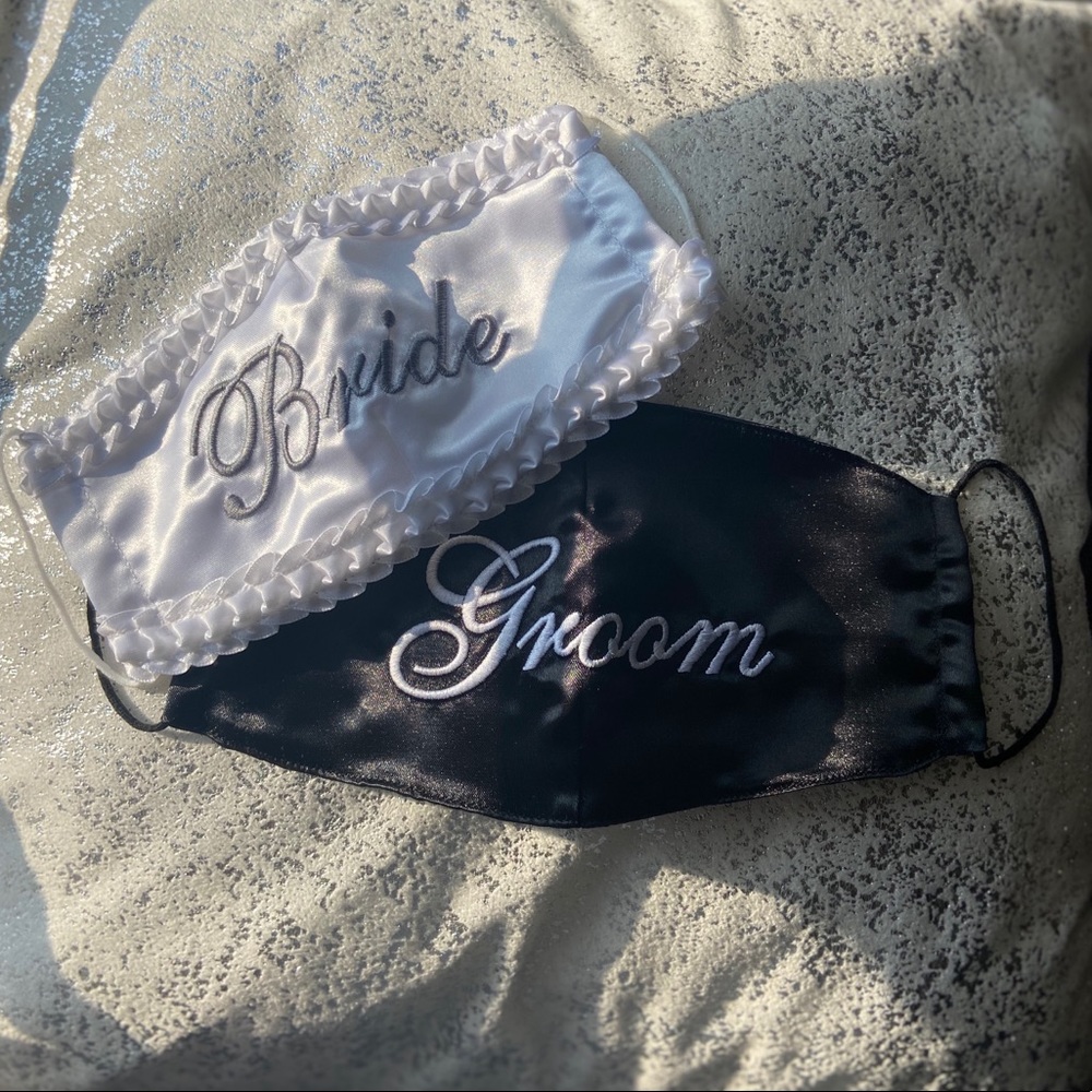 Embroidered Wedding Masks Custom-Made - Picture 1 of 2